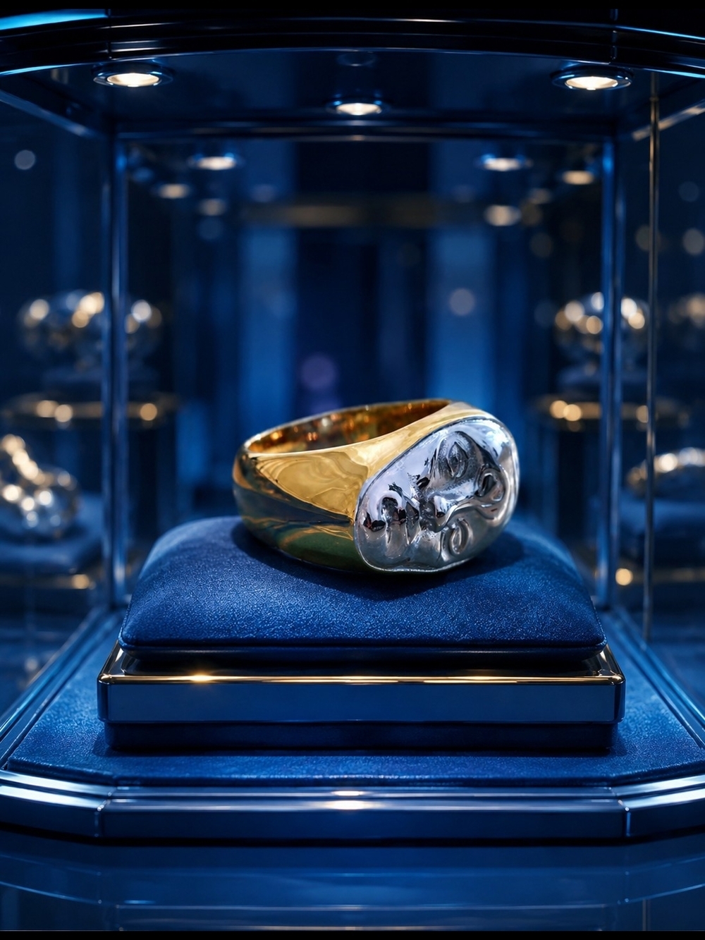 Two-Tone Gold and Silver Face Signet Ring